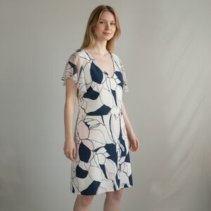 Ivanka Trump Floral Flutter Sleeve V-Neck Sheath Dress Size 22W